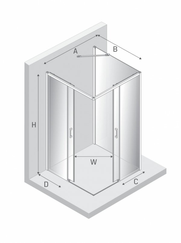 NEW TRENDY Kabina prysznicowa PRIME COPPER BRUSHED 2D kwadratowa przyścienna U 90x90x200 szkło czyste 6mm Active Shield 2.0 K-4148