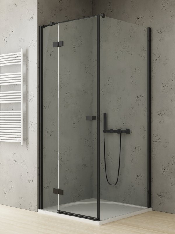 NEW TRENDY Kabina prysznicowa REFLEXA BLACK 1D prostokątna L 80x100x200 szkło czyste 6mm Active Shield 2.0 EXK-4918