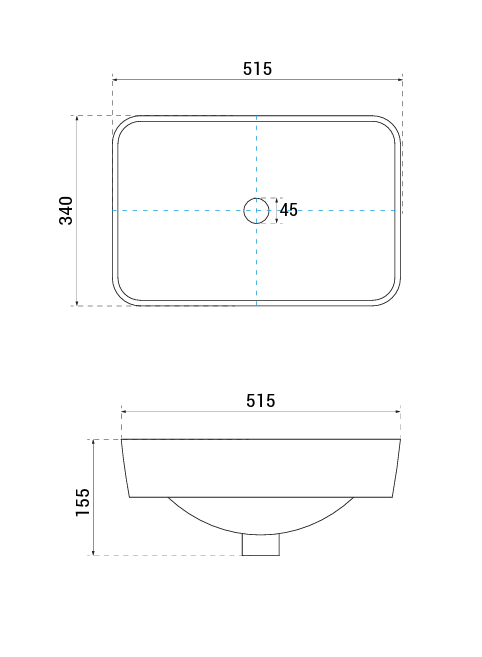 BESCO Umywalka nablatowa Verga Cera-Line 51,5 UNC-52-VEB
