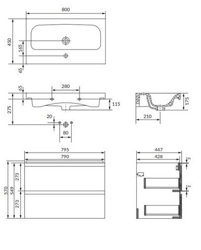 CERSANIT - Set C469 - Szafka łazienkowa z umywalką MODUO 80 cm kolor Kaszmir  S801-592