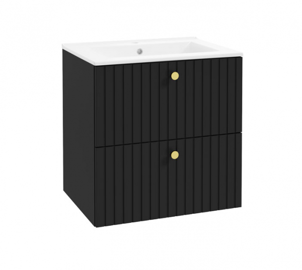 DEFTRANS szafka pod umywalkę z dwiema szufladami 60x60 Fuego D60 CZARNY MAT 001-D-06023