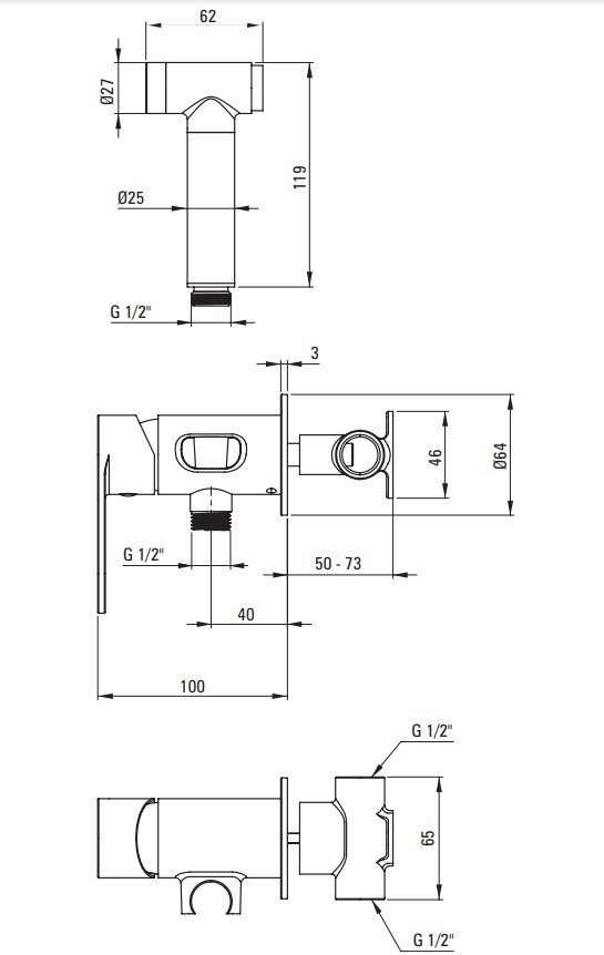 DEANTE Bateria bidetowa podtynkowa ALPINIA BGA_N34M