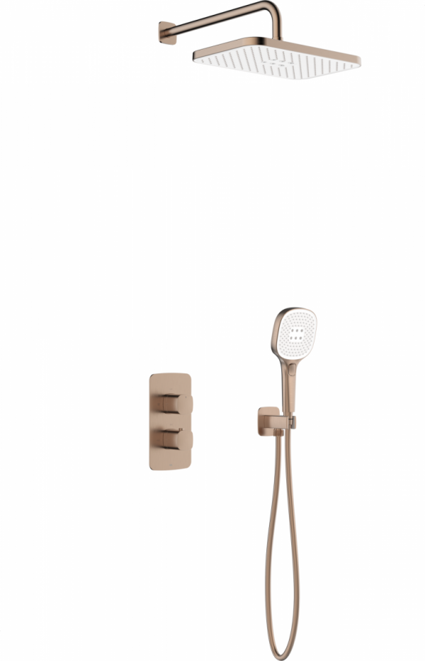 ARMATURA KRAKÓW KFA Zestaw prysznicowy natryskowy z baterią termostatyczną MALAGA BRUSHED ROSE GOLD 5759-501-34