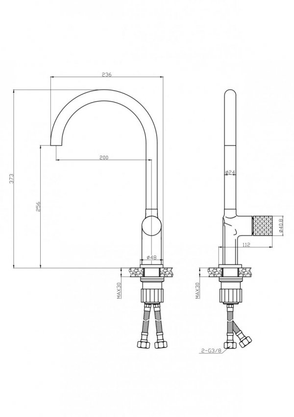 SEA HORSE - Bateria zlewozmywakowa stojąca OVE GOLD złota  BJV305G