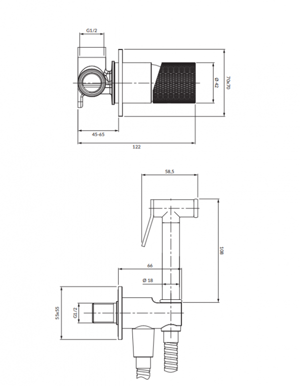 OMNIRES System bidetowy podtynkowy CONTOUR miedź szczotkowana SYSCTBI1CPB