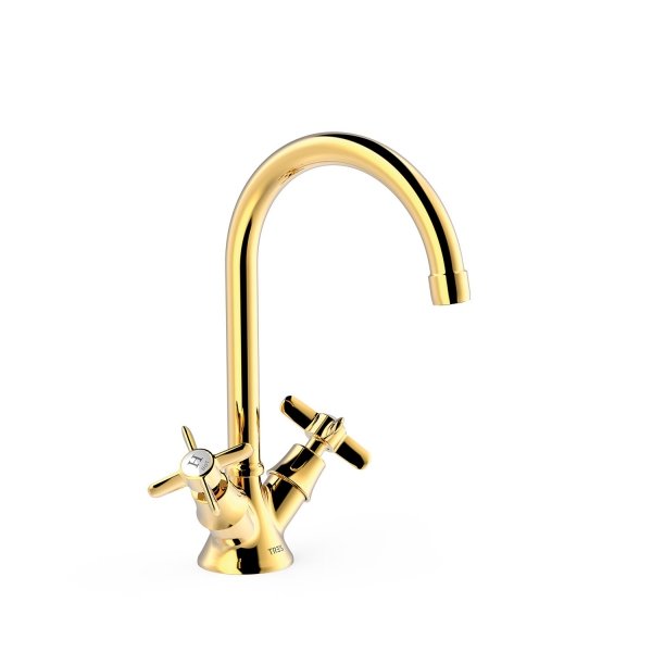 TRES CLASIC Bateria dwuuchwytowa umywalkowa- Złoto 24k 24210901OR