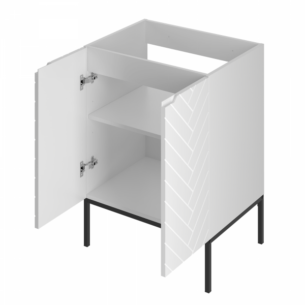 MEGSTYL ASPEN-09 - Szafka Pod Umywalkę 2D 60cm biały mat czarny stelaż ASPEN-0000-0005951