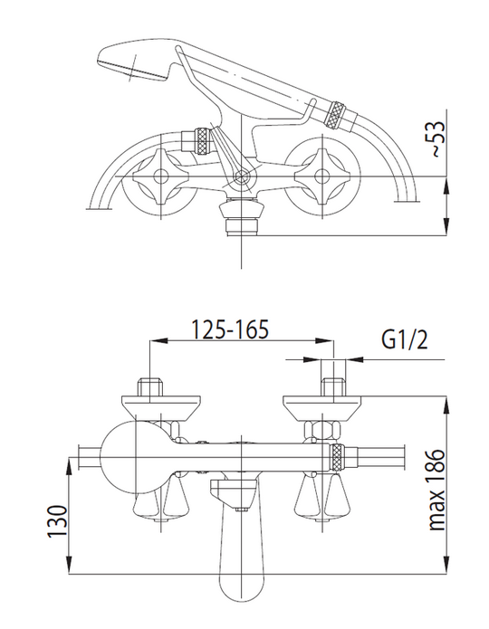 ARMATURA KRAKÓW - STANDARD bateria wannowa dwuuchwytowa 304-120-00