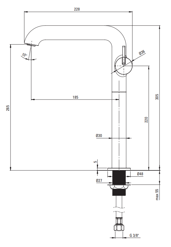 DEANTE - Bateria umywalkowa SILIA wysoka z prostokątną wylewką Titanium BQS_D24K 