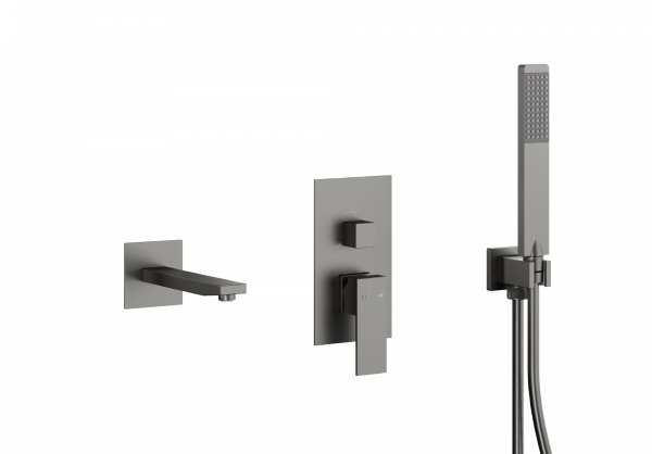 ARMATURA KRAKÓW KFA Bateria podtynkowa wannowa z baterią 3 funkcyjną LOGON GUN METAL 5139-401-61