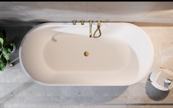 BESCO Wanna wolnostojąca Deeva 150x75 + maskownica odpływu czarna matt #WWA-150-DCZ