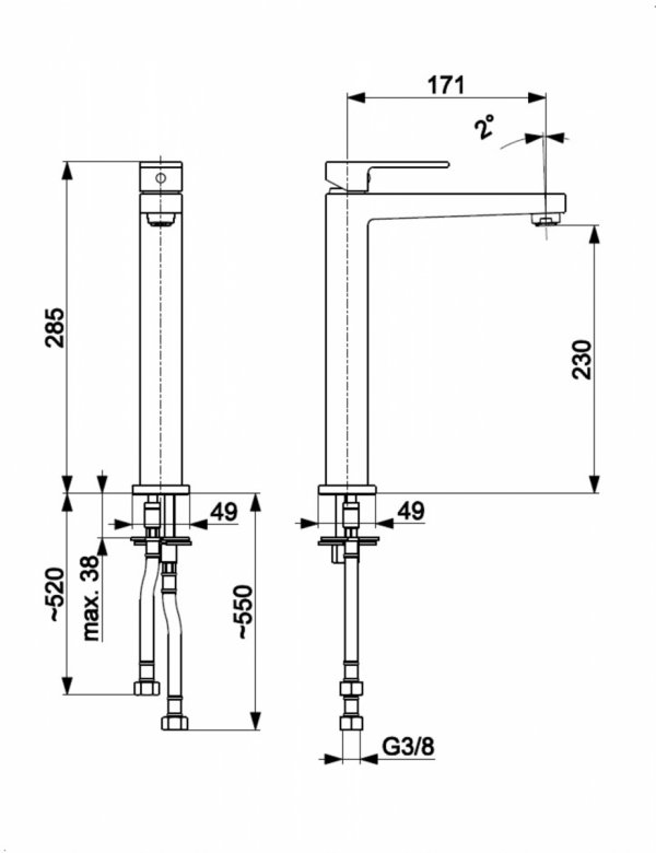 ARMATURA KRAKÓW KFA bateria umywalkowa nablatowa LOGON BRUSHED ROSE GOLD 5132-612-34