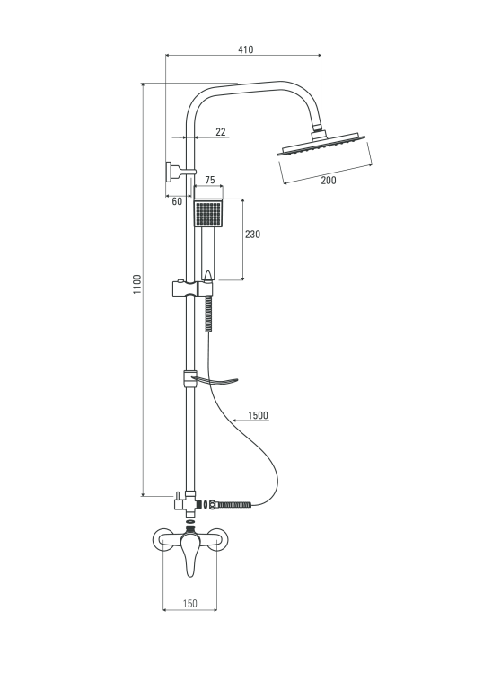 DEANTE Deszczownia z baterią zestaw prysznicowy Joko square NBJ_01SK