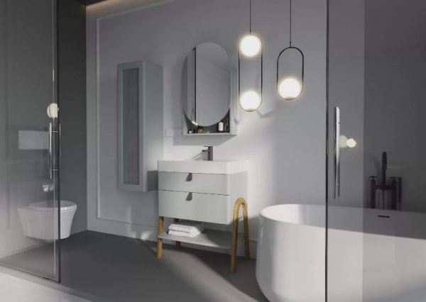 KROFAM - Umywalka meblowa MOSS - Solid Surface 70cm, biały bez otworu na baterię  MO 7140X-0