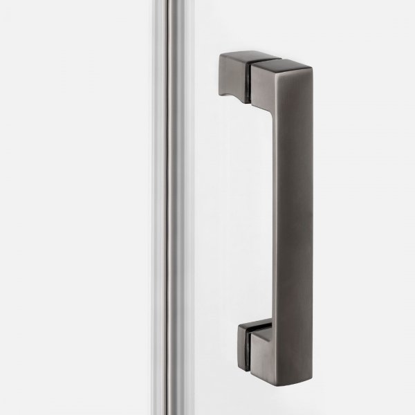 NEW TRENDY Drzwi wnękowe NESTA GUNMETAL BRUSHED 1D L 80x200 czyste 6mm Active Shield 2.0 D-0927A