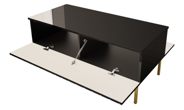 MEGSTYL ŁAWA 120CM NA ZŁOTYCH NÓŻKACH - czarny połysk HEXA 3