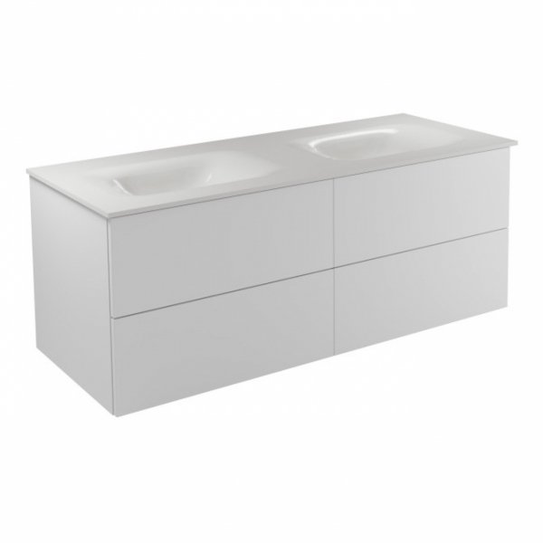 BESCO Szafka Akya Classic Biały Połysk 131 z umywalką biały matt + klik-klak czarny matt #KAC-131-MMB