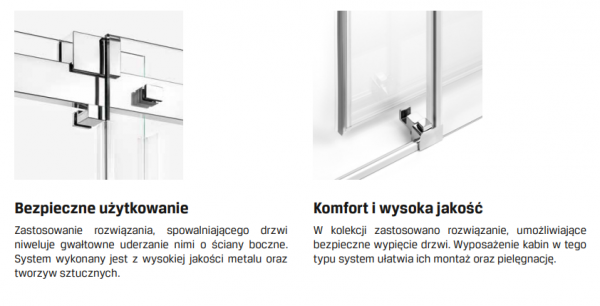 NEW TRENDY Drzwi prysznicowe przesuwne samodomykające SOFTI 180x200 EXK-3903