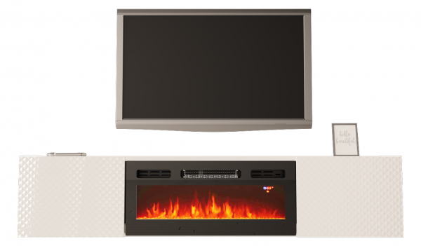 MEGSTYL SZAFKA RTV 180CM Z WKŁADEM KOMINKOWYM - CARBON 1
