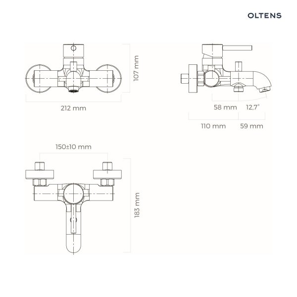 Oltens Molle bateria wannowo-prysznicowa ścienna chrom 34000100