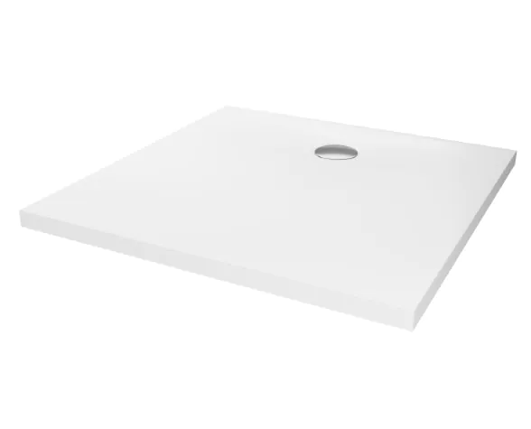 NEW TRENDY Brodzik konglomeratowy Nex 100x100, kwadratowy, w kolorze białym, wysokość 3,5cm B-0455