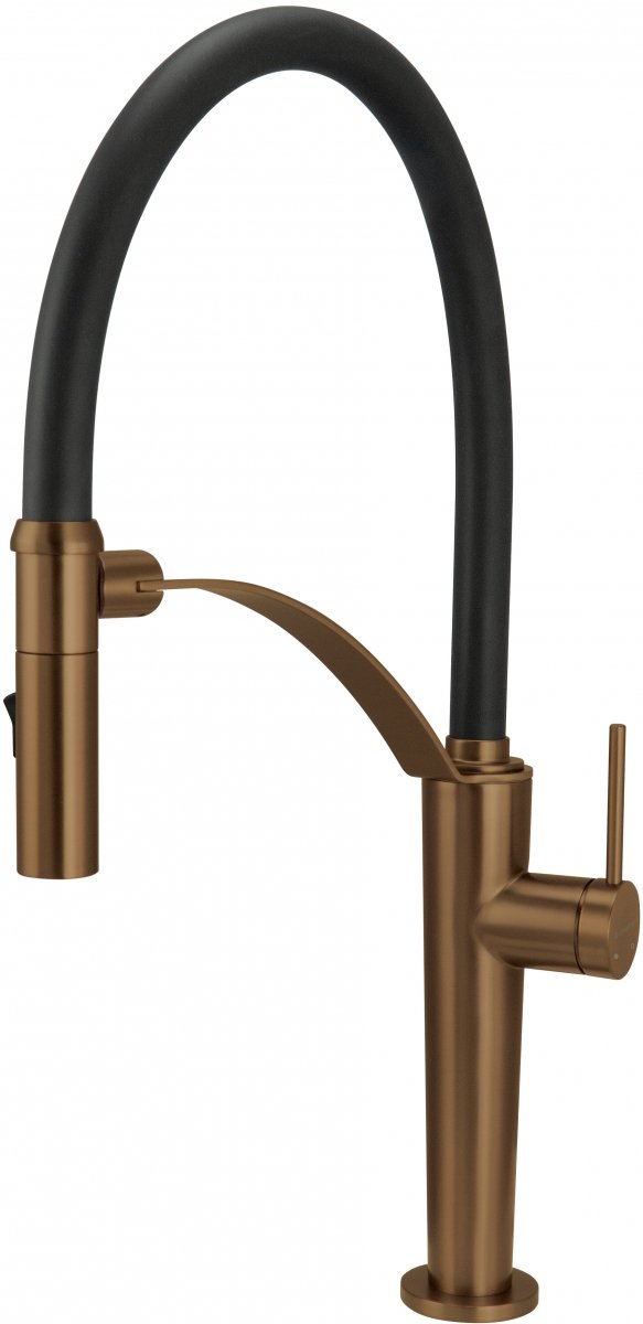 DEANTE Bateria kuchenna z elastyczną wylewką - 2 rodzaje strumienia CORDA brąz szczotkowany BRC_C72M