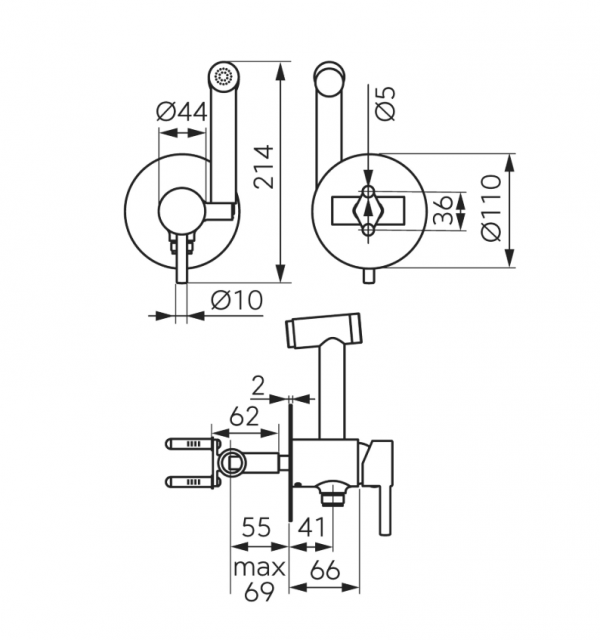 FERRO Bateria bidetowa podtynkowa złoto szczotkowane CIRICULUS BCK66PBG
