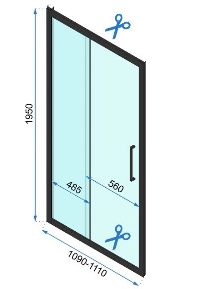REA - Kabina Prysznicowa Przyścienna RAPID SLIDE Black-Czarna  /drzwi 110 + ścianka 80 x2 + ramię x2/