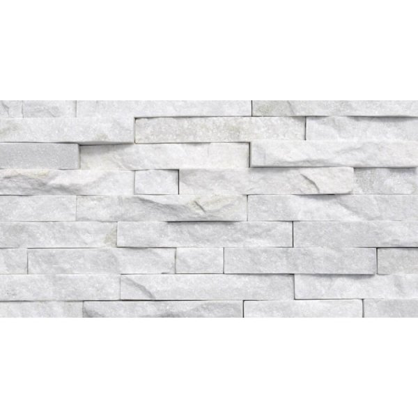 CAPITILE  - Panel ścienny Kwarcyt Biały - kamienny kwarcyt Stackstone White łupany, naturalny 10x36x0,8-1,3 cm /opakowanie 0,396m2/