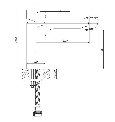 CERSANIT - Bateria umywalkowa sztorcowa CREA chrom  S951-328