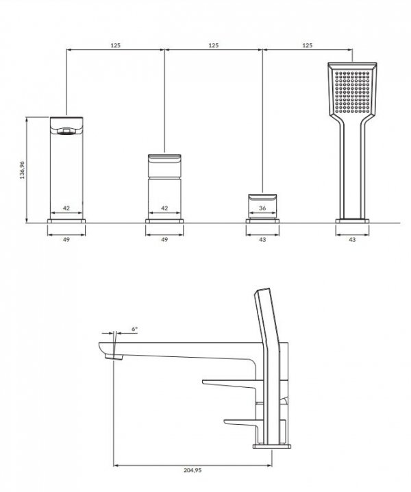 OMNIRES Bateria wannowa 4-otworowa PARMA chrom/biały PM7432CRB