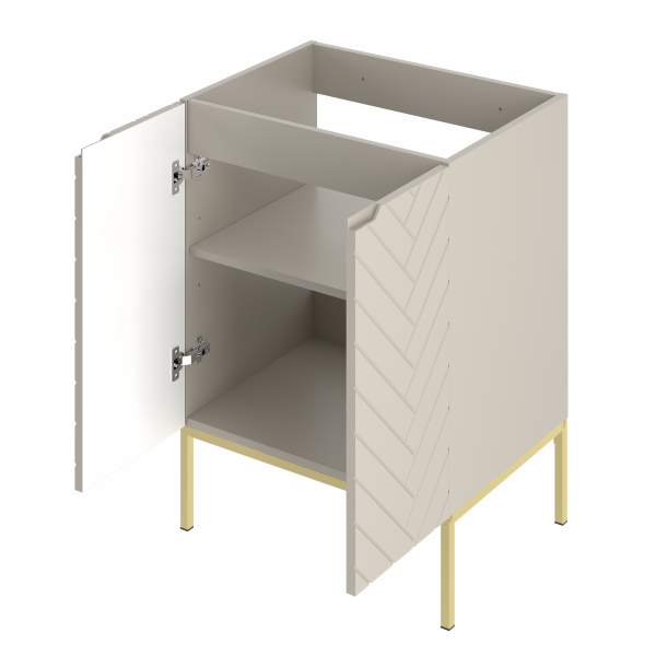 MEGSTYL ASPEN-09 - Szafka Pod Umywalkę 2D 60cm kaszmir złoty stelaż ASPEN-000026