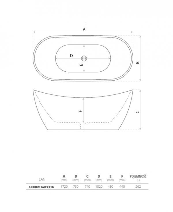 LAVITA Wanna wolnostojąca Lavita MODENA 1720x730x740 mm (JS-720B)