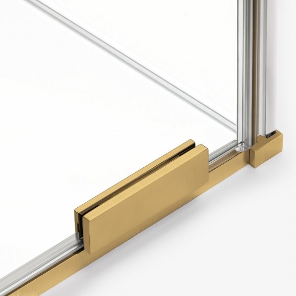NEW TRENDY Kabina prysznicowa SMART GOLD BRUSHED 1D prostokątna U 100x110x200 szkło czyste 8mm Active Shield 2.0 - UCHWYT RELING EXK-7563