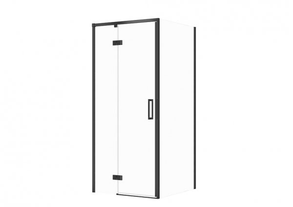 CERSANIT - Set C103 - Kabina prostokątna LARGA na zawiasach 90x80X195  LEWA  Czarna szkło transparentne  S601-304