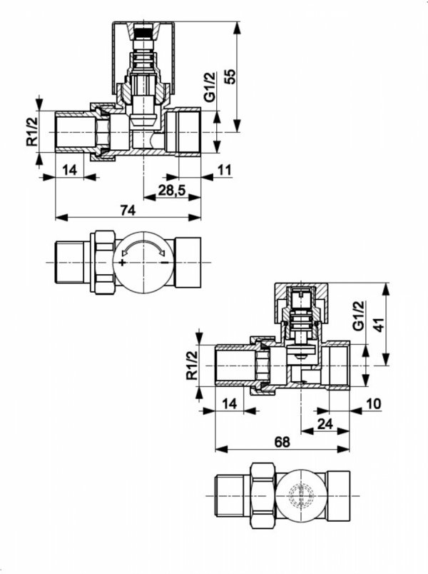 ARMATURA KRAKÓW KFA zestaw grzejnikowy, prosty Komfort PRO, GRAFITOWY 758-030-61-BL