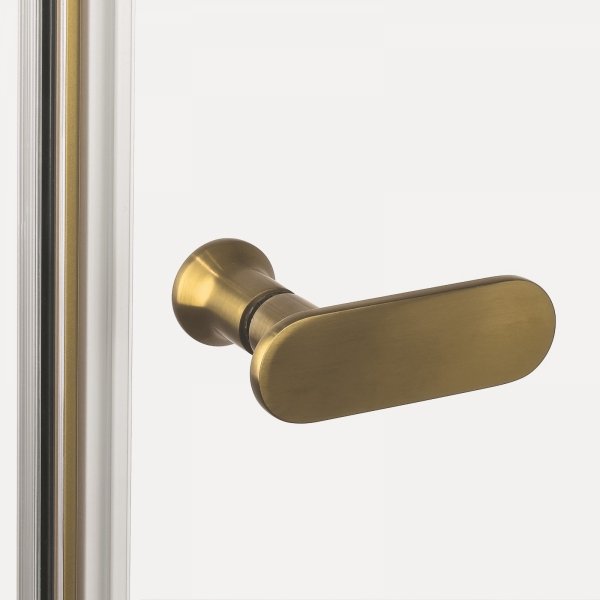 NEW TRENDY Drzwi wnękowe NEW SOLEO GOLD BRUSHED 1D U 100x195 szkło czyste 6mm Active Shield 2.0 - z elementem stałym  - wsp. Równoległy D-0772A-WK
