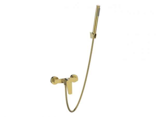 INVENA Bateria natryskowa z zestawem natryskowym Alonia złoto szczotkowane BN-70-009-V