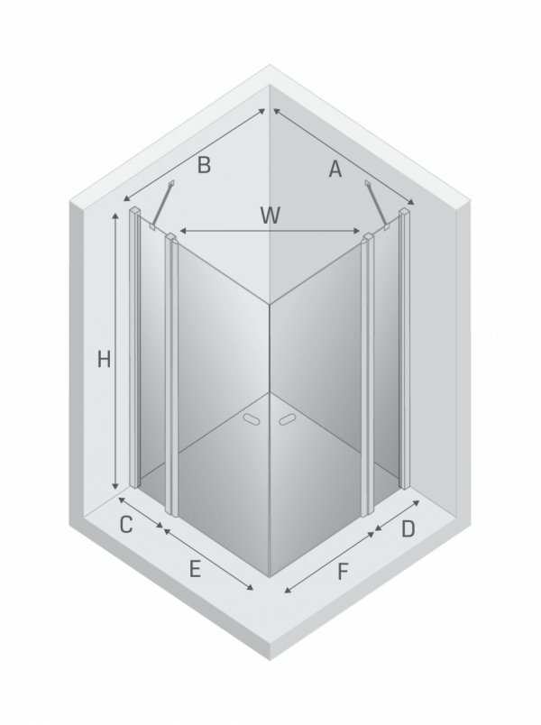 NEW TRENDY Kabina prysznicowa NEW SOLEO GOLD BRUSHED 2D prostokątna U 80x90x195 szkło czyste 6mm Active Shield 2.0 - z el. stałym K-4235