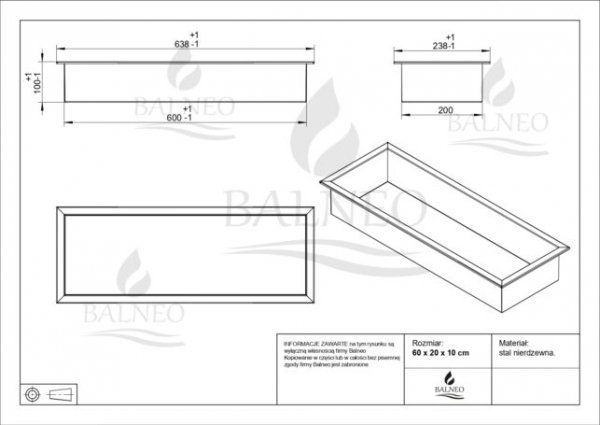 BALNEO WALL-BOX ONE Black Półka wnękowa ze stali nierdzewnej czarna 60x20x10 cm