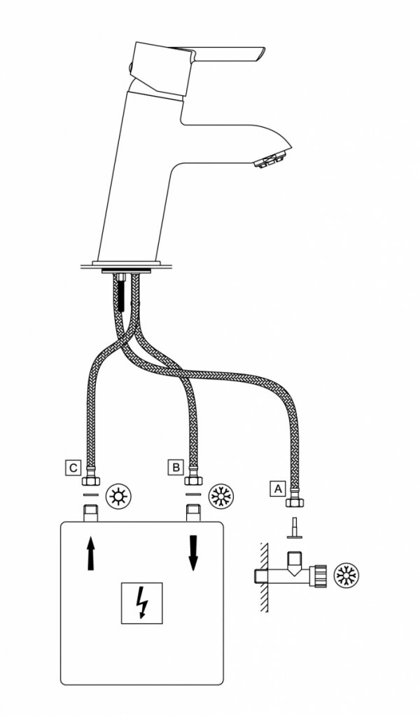 DEANTE Bateria umywalkowa niskociśnieniowa trójdrożna - do podgrzewacza BEZ_020H