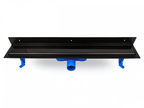 OKEDA Czarny przyścienny odpływ liniowy OKEDA® PRIME LINE™ - BLACK GLASS - RUSZT CZARNE SZKŁO 60cm 21600.06.BLACK