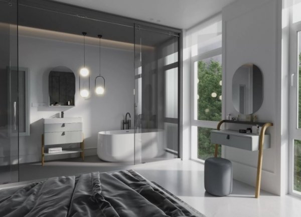 KROFAM - Umywalka meblowa MOSS - Solid Surface 70cm, biały z otworem na baterię