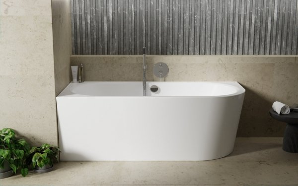 BESCO Wanna wolnostojąca przyścienna Avita A-line 150 P + syfon z napełnieniem czarny #WAA-150APCN