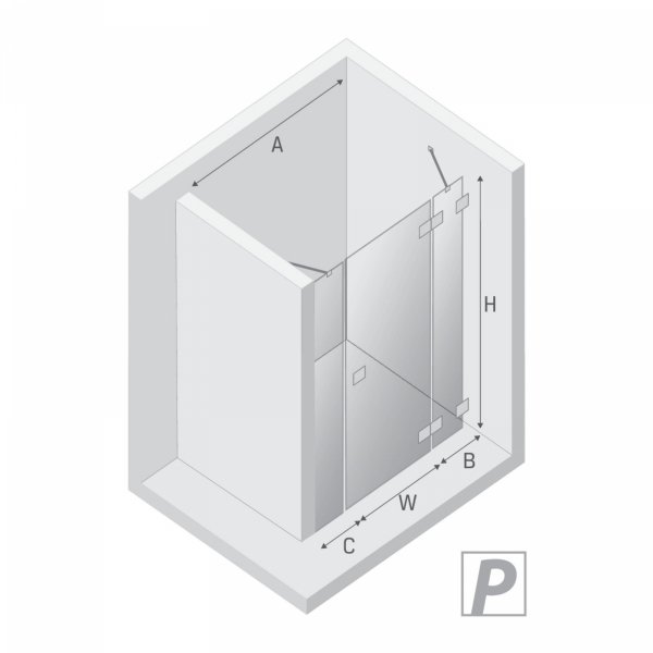 NEW TRENDY Drzwi wnękowe EVENTA COPPER SHINE PLUS 1D P 130x200 szkło czyste 8mm Active Shield 2.0 EXK-6365