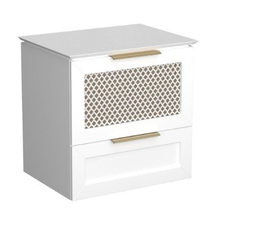  KROFAM - Szafka pod umywalkę CHIC 60cm,  2 szuflady, biały satyna/złoto  CH2 5970-0/43Z-W