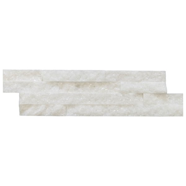 CAPITILE  - Panel ścienny Marmur Biały - kamienny marmur Stackstone Cristal White łupany, naturalny 10x36x0,8-1,3 cm /opakowanie 0,396m2/