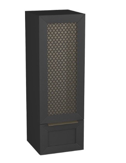 KROFAM - Szafka niska z witryną CHIC 35 cm z 1 drzwiami, biały czarny satyna/złoto  CH 3551-45/43ZW