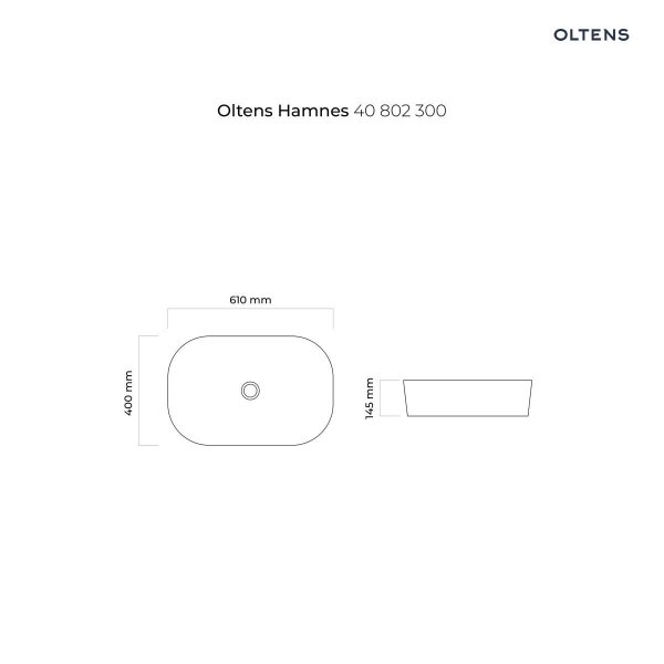 Oltens Hamnes umywalka 61x40 cm nablatowa owalna z powłoką SmartClean czarny mat 40802300