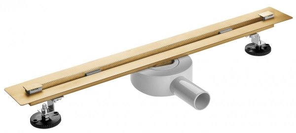 ARMATURA KRAKÓW KFA MOZA BRUSHED GOLD deszczownia z baterią natryskową 5036-910-31+ Odpływ liniowy 70cm złoty RSP01GL700